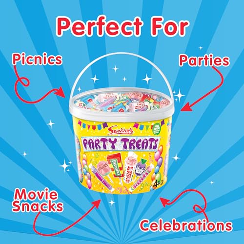 Swizzels Party Treats Extra Large Sweets Tub A Large Assortment of Delicious and Fruity Sweets Lollies Perfect for Parties Bulk Tub 4kg