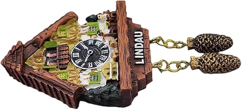 Miniatura 2 de Lindau Baviera Alemania - Reloj de cuco para nevera, imán 3D, recuerdo de viaje, decoración de nevera, calcomanía magnética, colección de