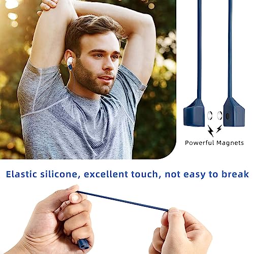 Image of Magnetic Anti-Lost Straps for AirPods,4 Pack Ultra Strong Magnetic AirPod Strap Anti-Lost Neck Rope Cord,Soft Silicone Sports Lanyard Compatible with AirPods 1&2 / Pro /2nd /3rd (Black+White+Red+Blue)