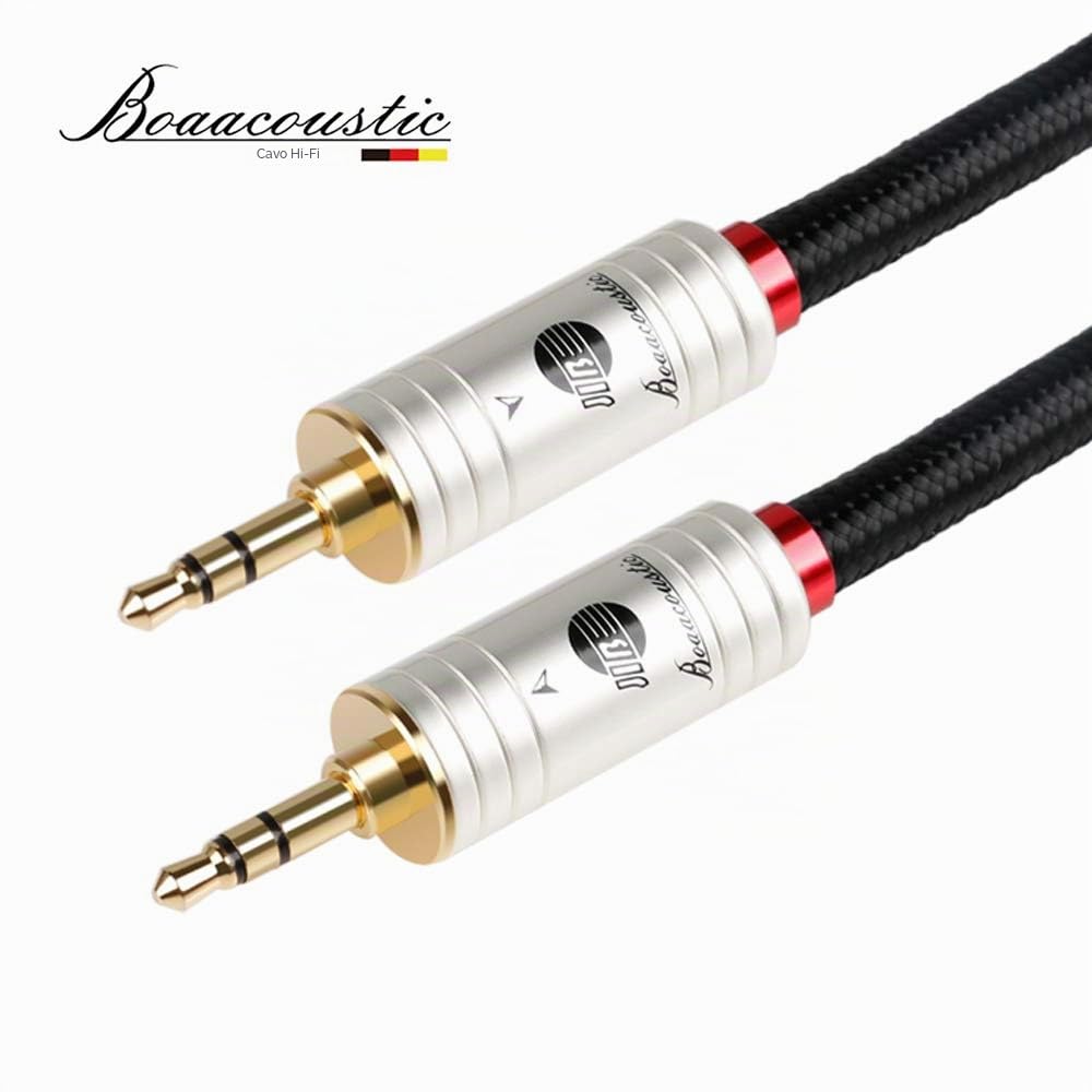 BOAACOUSTIC JIB Qualità Audiofila Cavo Aux,Cavo Auxiliary audio stereo (connettore da 3,5 mm maschio a 3,5 mm maschio), per Cuffie, iPad, iPod, Smartphone, Autoradio, MP3-5M Nero
