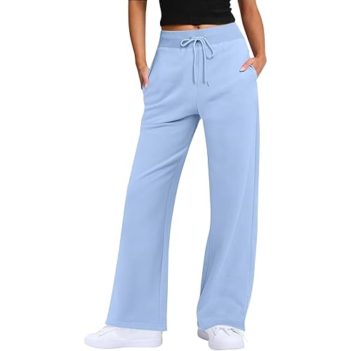 Hiking Pants Women Fleece Lined Sweatpants Baggy Straight Leg Pants Lightweight Running Sweatpants with Pockets