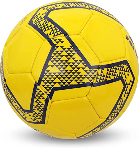 Image of Nivia Rabona Pro Football, 32 Panel, Glossy TPU Stitched, Suitable for Soft & Dry Ground, Hard Ground with Grass & Artificial Turf, International Match Ball (Yellow /Black, Size - 4)