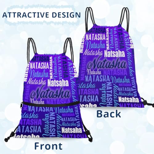 Personalized Drawstring Backpack Dance Bag Gymnastics Bag for Girl, Custom Sport Sackpack String Gym Bag Weekender Bags for Boy Dark Blue Text4
