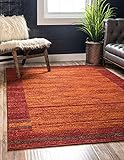 Unique Loom Autumn Collection Border Casual Rustic Warm Toned Area Rug, 5 x 8 ft, Terracotta/Burgundy
