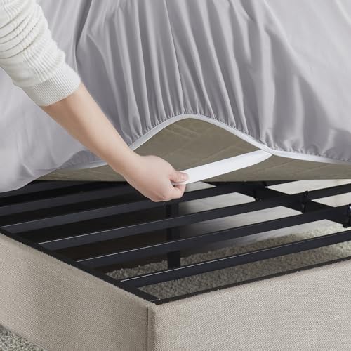 Image of Hearth & Harbor Extra Deep Pocket Queen Fitted Sheet - Fits 18 to 24 Inch Mattress - Ultra Soft 1800 Microfiber, Wrinkle-Free & Breathable - Hotel Luxury Fitted Sheet Only, Grey Lavender
