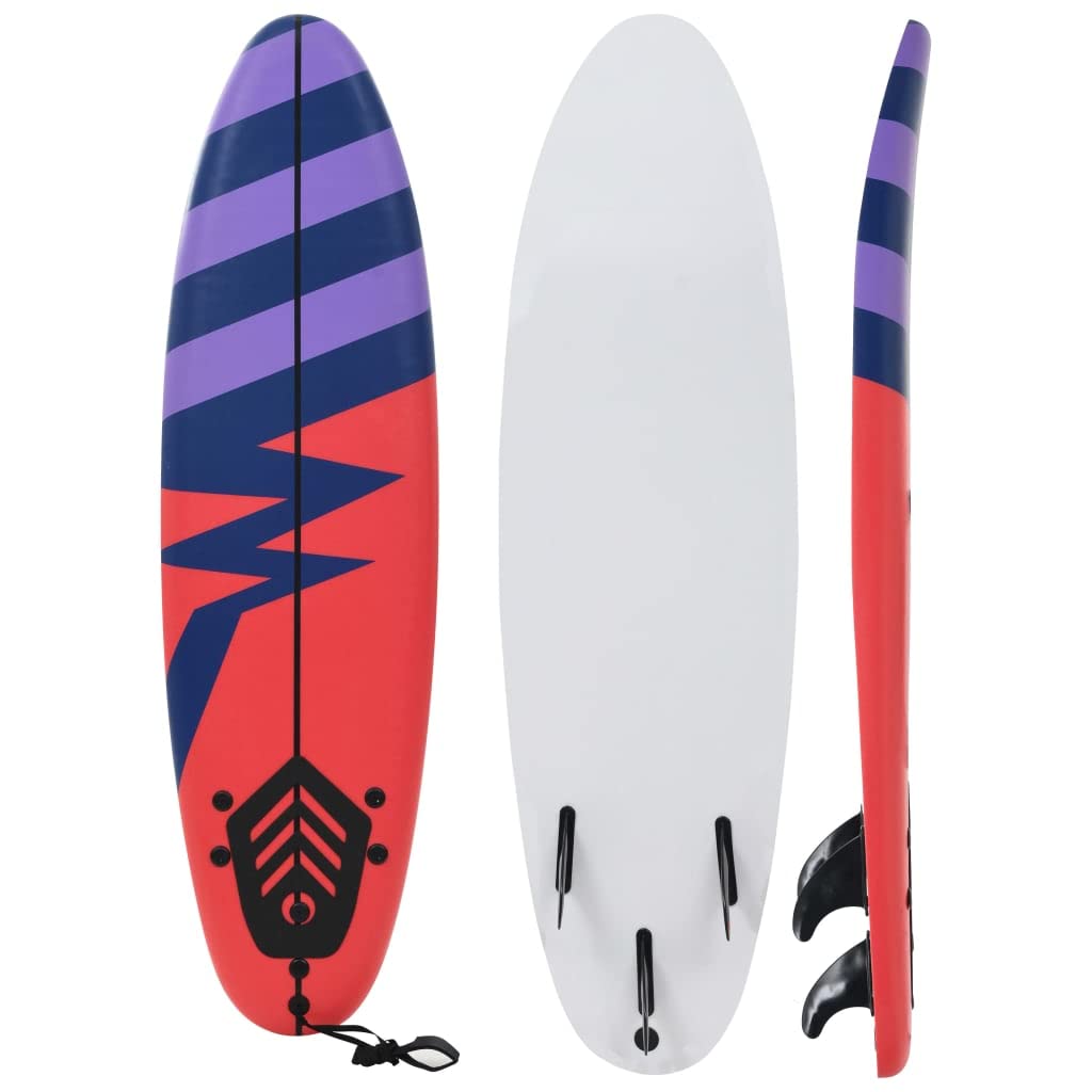 Surfboard Blau XPE-Deck EPS-Schaumstoffkern mit Thruster-Finnen und Leine, Softtop Wellenreiter Board für Anfänger mit Traktionspad, 170x46,8X