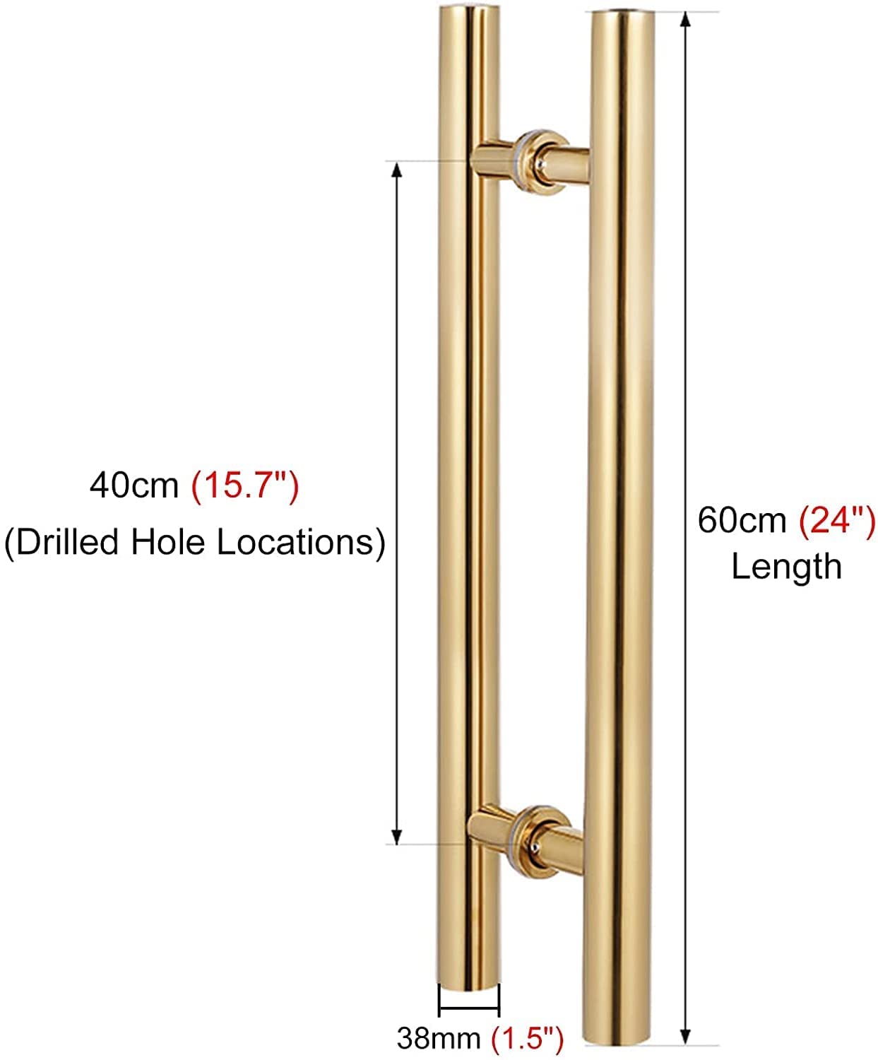 Manija de puerta corredera de granero, barra de empuje moderna de acero inoxidable, diseño de tubo redondo H de doble cara para puertas de madera y vidrio, 120 cm