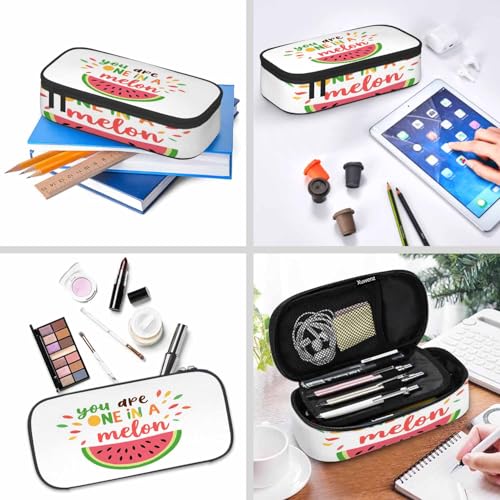 Image of Watermelon Pencil Case You Are One In A Melon Sweet Summer Fruit Pencil Bag Pen Markers Pouch Holder Organizer for Boy Girl School Students