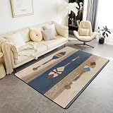 jejeloiu Lake House Area Rug 5x7 Kids Oar Rustic Cabin Living Room Rugs for Bedroom Vintage Blue Farmhouse Indoor Floor Mat Polyester Room Decor