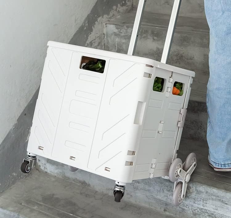 Carro De La Compra Plegable Carro De La Compra Carro De Maletero con Asa Telescópica Ajustable De Aluminio Tapa Oculta Plegable 4 Ruedas Giratorias para Viajes Compras Oficina De Mudanzas, A, 4
