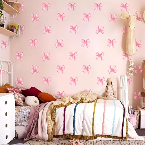 Vinilos Decorativos Rosa con Moños para Pared miniatura 1