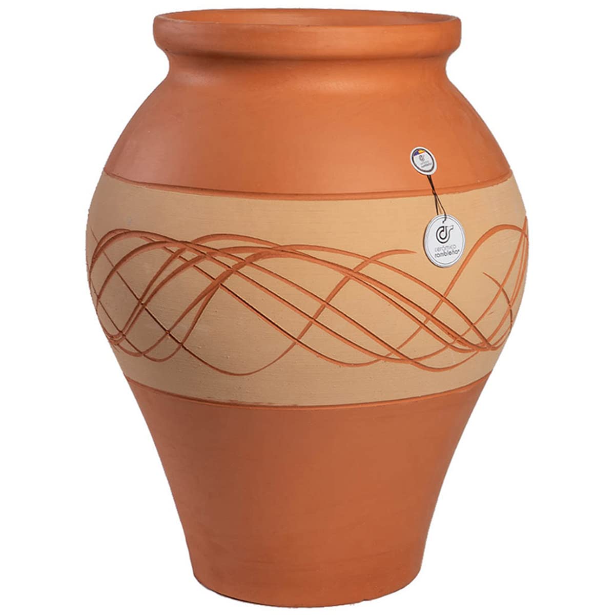 CERÁMICA RAMBLEÑA | Tinaja de Barro | La Tinaja | Tinaja Antigua | Tinaja macetero | Tinaja Maceta Hilo - Modelo 03 | 40x40x50 cm