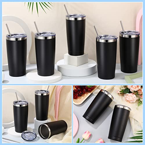 Eaasty-25-Pack-Insulated-Travel-Tumbler-with-Straw-and-Lids-20-oz-Stainless-Steel-Vacuum-Tumbler-Cups-Powder-Coated-Coffee-Mug-for-Cold-and-Hot-Drinks-Black
