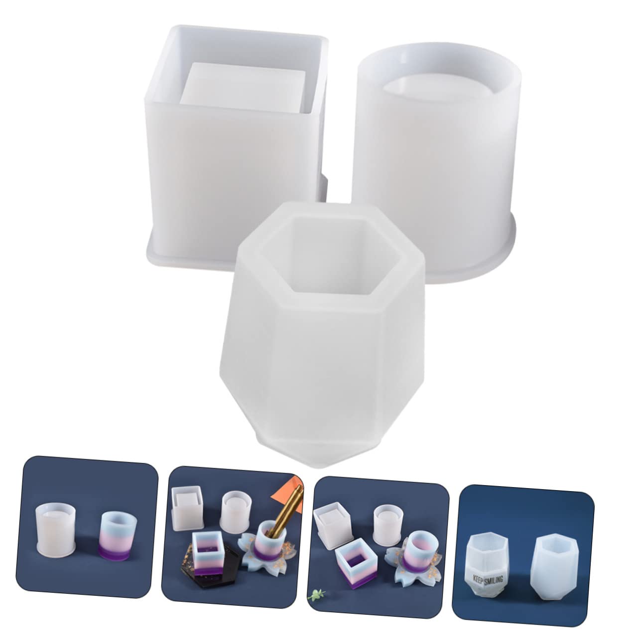 NUOBESTY 6pezzi Stampo Silicone Per Portapenne Creativi Mould Per Fai Te Compatto e Riutilizzabile Per Candele e Decorazioni Artigianali