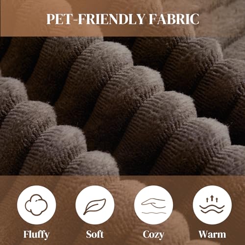 Image of 95 inch L Shaped Cloud Boneless Sectional Couches for Living Room, Modern Comfy Modular Deep Seat Memory Foam Compressed Corduroy Sofa Oversized Right Facing Chaise, No Assembly Required, Brown