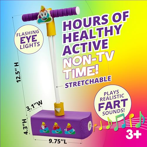 Image of Flybar My First Pogo Jumper for Kids Fun and Safe Pogo Stick for Toddlers, Durable Foam and Bungee Jumper for Ages 3 and up, Supports up to 250lbs, Rainbow Poop Emoji