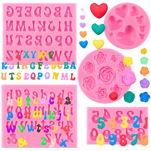 CLUEWR Letter and Number Silicone Fondant Molds 5 PCS