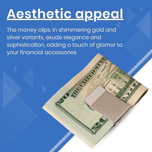 Stainless Steel Money Clip Set (15cm) - Pack of 2, Gold & Silver Money Clip Wallet - Slim, Elegant, Lightweight Money Clip Holder - Credit Card & Cash Wallet Alternative for Men & Women4