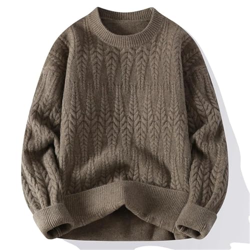 Mens Autumn Winter Knit Pullovers Solid Color Geometric O-Neck Knitted Warm Pullover Sweaters2