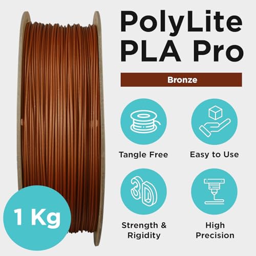 Image of Polymaker PLA PRO Filament 1.75mm 1kg, Tough & High Rigidity Metallic Bronze 3D Printing Filament, PolyLite PLA PRO 3D Printer Filament 1.75mm, Print with Most 3D Printers