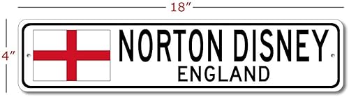 Miniatura 2 de Norton Disney, England - England Flag Street Sign - Metal Novelty Sign, Personalized Sign, Man Cave Street Sign, England City Sign, Restaurant & Pub