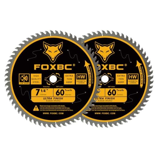 FOXBC 7-1/4 inch Circular Saw Blade for Wood, 60-Tooth, Ultra Fine Finish - 2PK