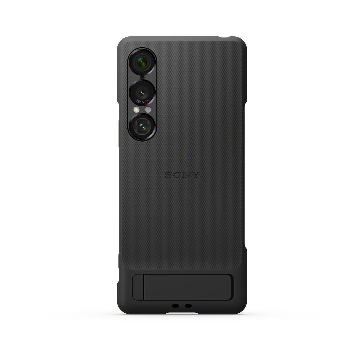 Sony Stylowa osłona z podpórką do smartfonu Xperia 1 VII | Pasek zapobiegający | Uniwersalna podpórka i nowy pasek z pierścieniem z myślą o wygodzie i lepszej ochronie, Czarny