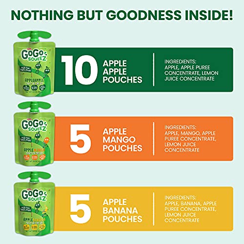 image for GoGo squeeZ Applesauce on The Go, Variety Pack (Apple Apple/Apple Bana