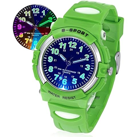 Kids Watch, 7 Colors Light Analogue Quartz Watch Children's First Watch Daily Water Resistant Wrist Watch for Boys and Girls,Time Teach Watches,Soft Band Wrist for Kids Wrist Watches… Cover