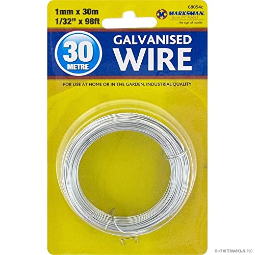 MAXPERKX Fil de jardin galvanisé de 30 m de long et 1,0 mm - Fil robuste pour plantes de jardin - Enrouleur en métal argenté - Accessoires d'extérieur pour escalade Cover