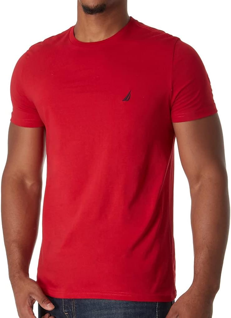 Nautica Men's Short Sleeve Solid Crew Neck T-Shirt Large Nautica Red