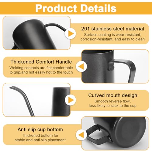 Image of Supvox Gooseneck Water Kettle 350ml Stainless Steel 304 Water Pot | Precision Pour Over Coffee Kettle with Heat-Proof Handle Drip Coffee Pot for Home Travel Ideal Coffee Mug Companion