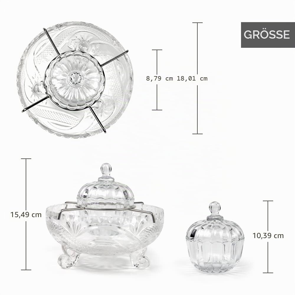 Duebel Kaviar Servierset - 1 Glas geteilte Schüssel Set, Perlmuttlöffel, Garnelenkühler, perfekt für Küche, Restaurant, Catering Events