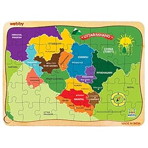 Webby Uttarakhand Map Wooden Jigsaw Puzzle, 40Pcs