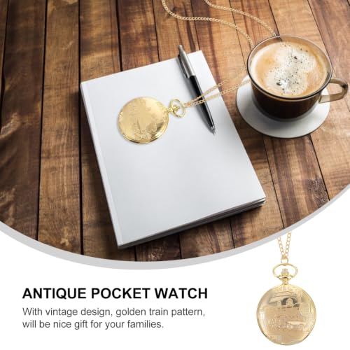 Image of Hemobllo Vintage Pocket Watch for Women Gold Antique Chest Watch with Chain Elegant Souvenir Timepiece Classic Mechanical Dainty Design