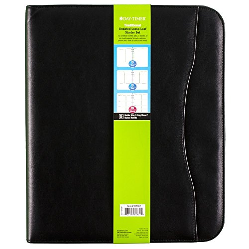 Day-Timer Undated Loose-Leaf Starter Set, Size 5, Avalon Simulated Leather, 8.5 x 11 Inch Page Size, Black (82831-01A)