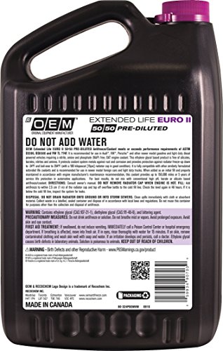 Image of OEM Recochem European Vehicles Premium Antifreeze 50 /50 Extended Life Coolant Purple, 1 Gallon, 4 Pack