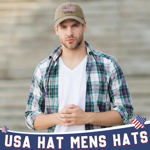 Image of Geyoga 4 Pack USA Flag Baseball Cap Washed