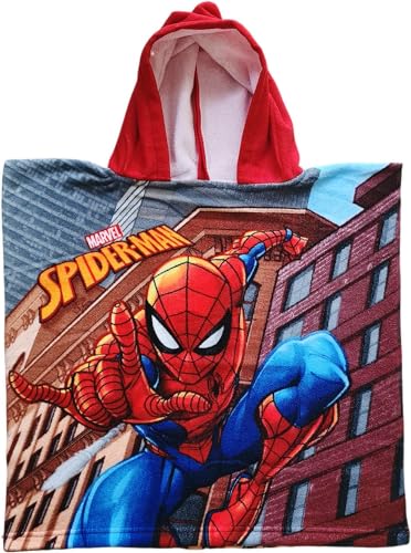 ILS I LOVE SHOPPING Poncho con cappuccio Asciugamano da spiaggia Mare e piscina Accappatoio in microfibra 55X90 cm asciugatura rapida, ultra morbido (per SPIDERMAN)