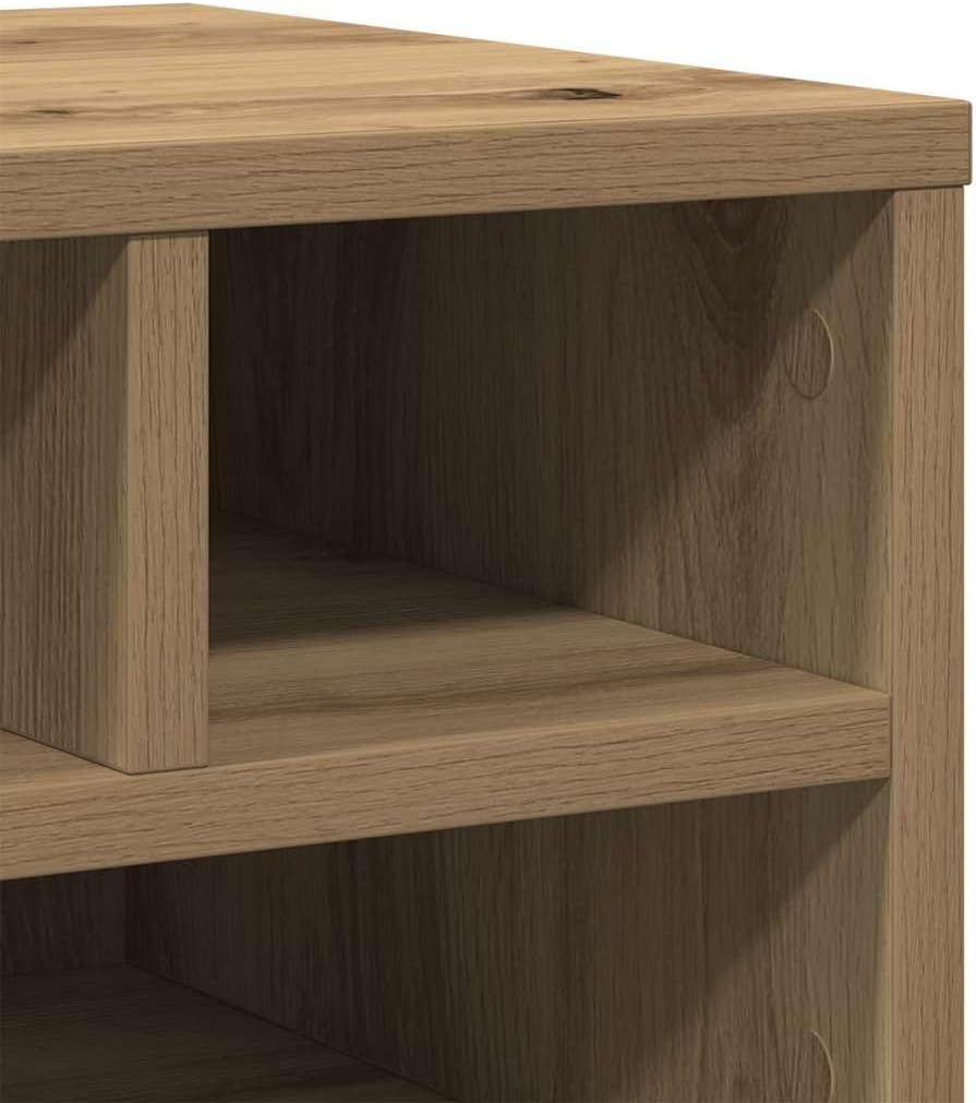 vidaXL Printer Stand with Storage Artisan Oak 15.75 x 12.60 x 8.86 in, Office Printer Stand, Stylish Wood Organizer, Workspace Storage, Great Desk Addition, Saves Space