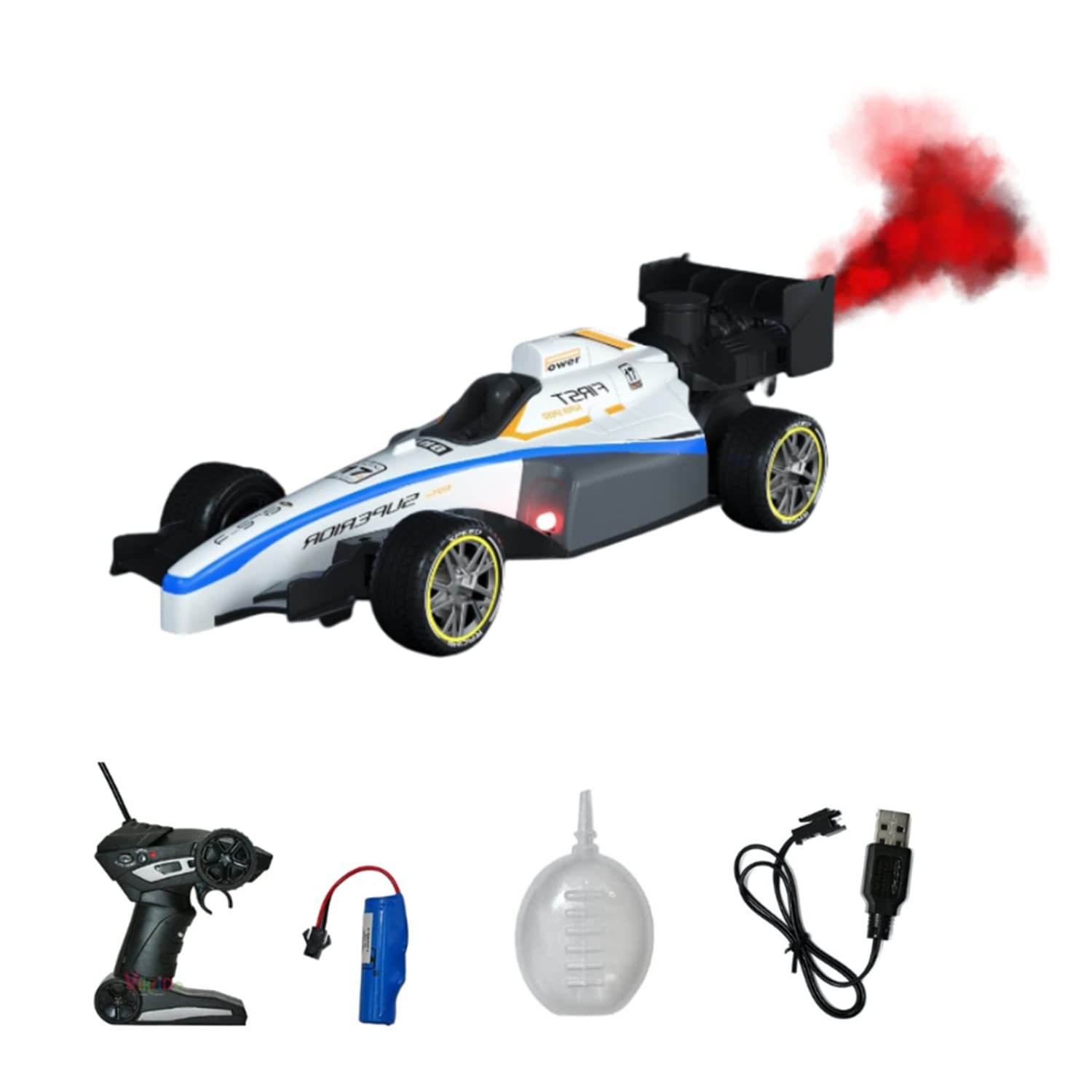 KITTER Formula Car with Remote Control | Fast Racing High Speed Car 15 Km/H with Light & Flame | Remote Control Car with Smoke Spray Function | Fast Toy Car for Kids with Remote Control (B0BY3LFCB7) Amazon Price History, Amazon Price Tracker