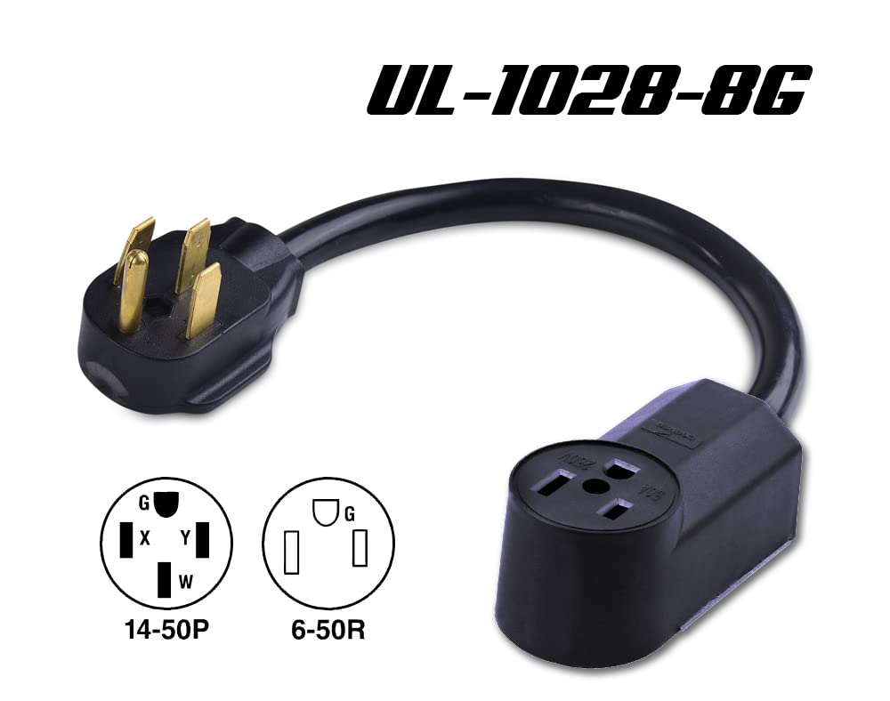 Extreme Duty 8 Gauge Power Cable for 50 Amp Welders 6-50 250V from 14-50 125/250V