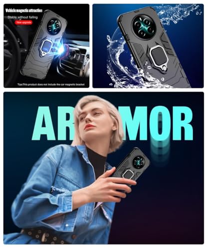 Image of AIBEX Armor Back Cover Compatible for realme P1 5G / realme 12+ 5G / realme Narzo 70 Pro 5G| Rugged Shockproof Case with Ring Holder & Kickstand | Military-Grade Protection | Magnetic Car Mount