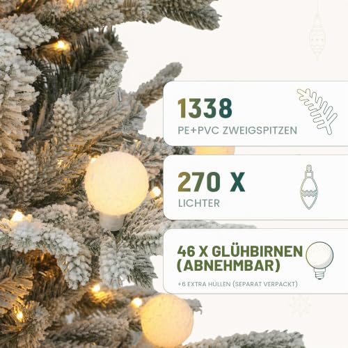 YITAHOME 180cm Weihnachtsbaum mit Fernbedienung, Künstlicher Geflockter Baum mit Scharniertechnologie, 1338 Zweigspitzen… – Ansicht 5