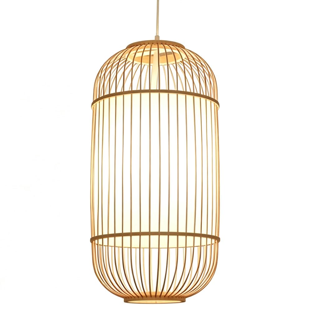 HKOLIMB Handwoven Bamboo Lantern Pendant Light Natural Bamboo Bedroom Chandelier Lighting Japanese Style Hanging Light Fixtures for Kitchen Island Dining Room Living Room Hallway Foyer Bar