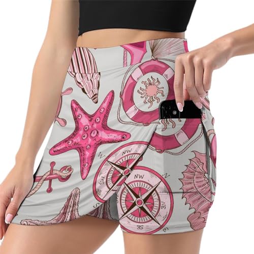 Jupe de tennis Boussole Étoile de Mer mini jupe de course respirante avec skort
