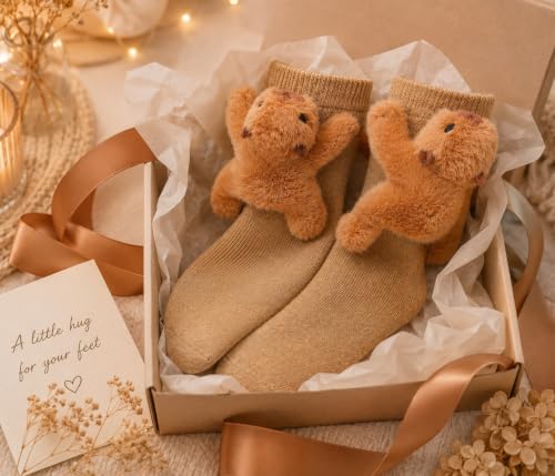 Image of Sloth Socks for Women, Cute 3D Fuzzy Socks, Christmas Stocking Stuffers