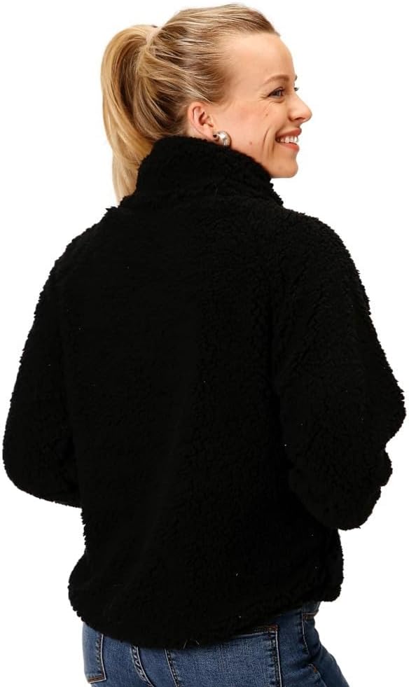 WOMENS BLACK POLAR FLEECE PULLOVER