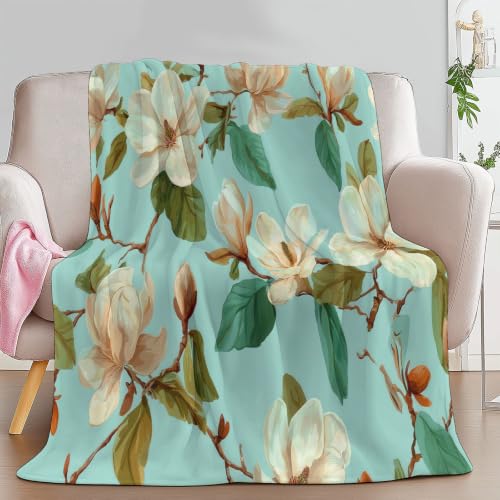 Plaid campagne pastorale couverture douce chaude fleurs magnolia 3D - 3