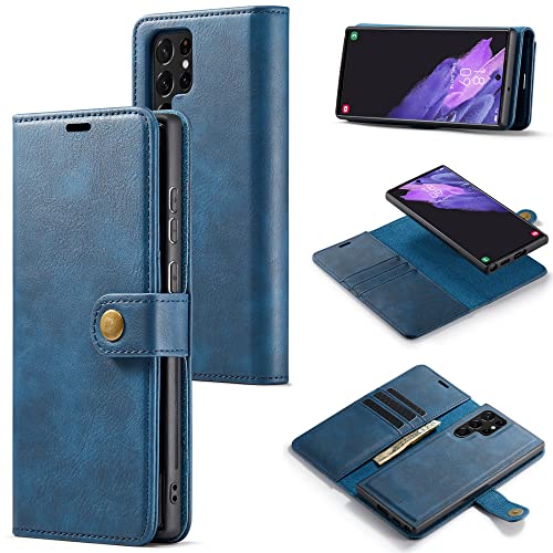 Housse magnétique bleu en cuir Samsung S21 Ultra pour le bureau